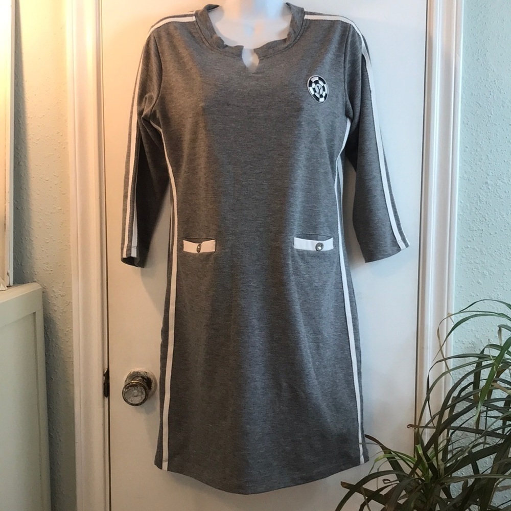 Patagonia Gray Striped Sports Dress